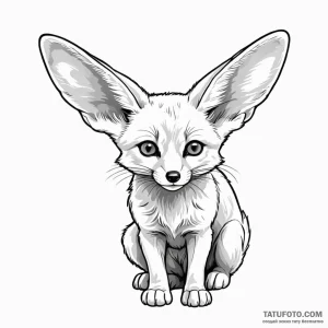 A fennec fox with large ears - эскиз тату (№1749798708_0, 13.06.2025 07:11) — Tatufoto.com