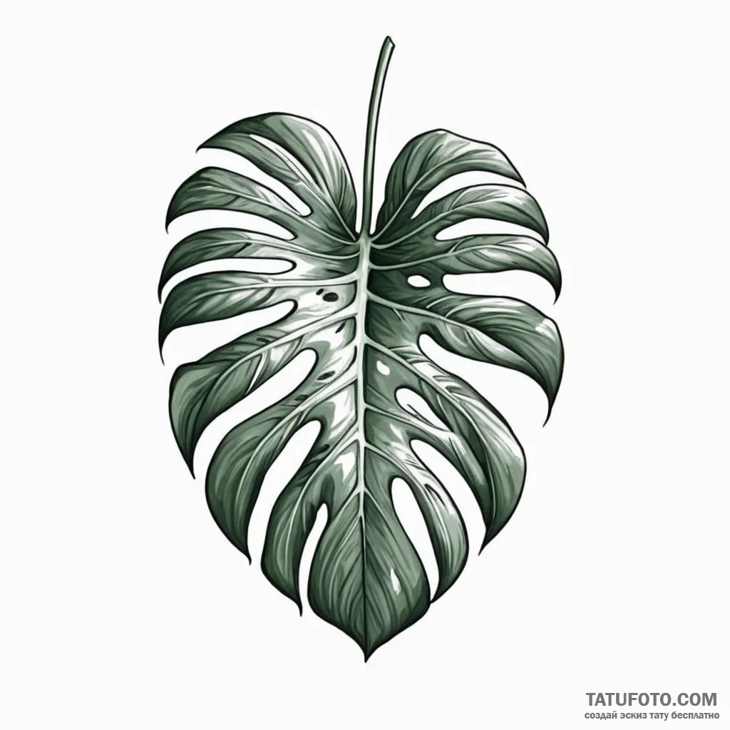 A monstera leaf - эскиз тату (№1749799094_0, 13.06.2025 07:18) — Tatufoto.com