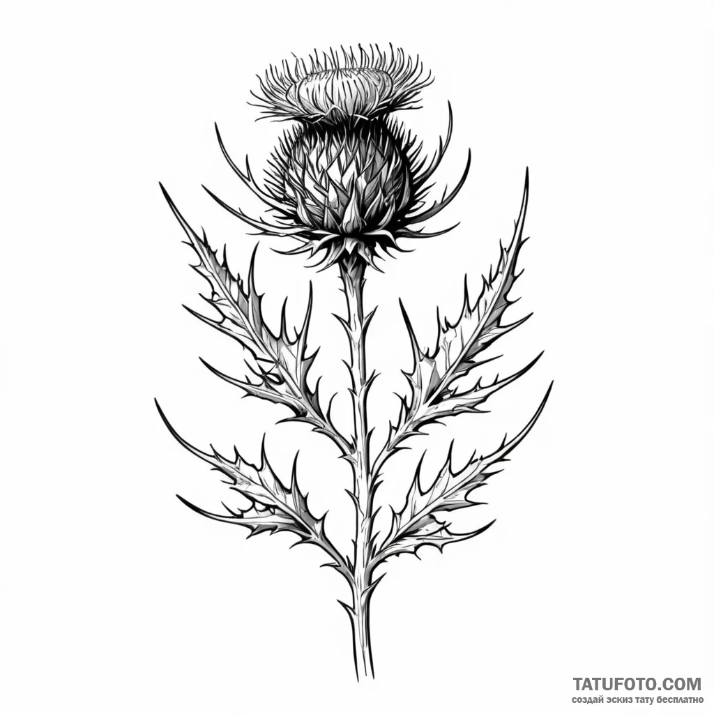 A thistle plant — эскиз тату (№1749799284_0, 13.06.2025 07:21) — Tatufoto.com