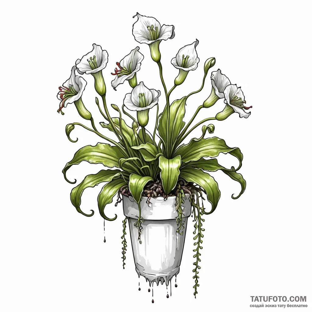A carnivorous plant collection — эскиз тату (№1749799541_0, 13.06.2025 07:25) — Tatufoto.com