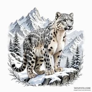 A snow leopard in the mountains (is there, bu... - эскиз тату (№1749799869_0, 13.06.2025 07:31) — Tatufoto.com