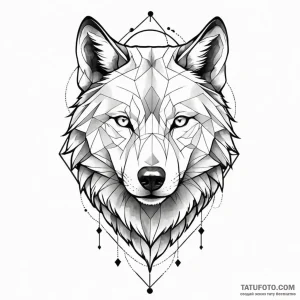 A geometric wolf head - эскиз тату (№1749800332_0, 13.06.2025 07:38) — Tatufoto.com