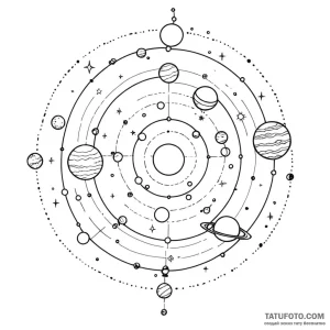 A minimalist solar system - эскиз тату (№1749800527_0, 13.06.2025 07:42) — Tatufoto.com