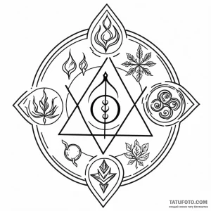 The alchemical symbols for the four elements - эскиз тату (№1749800591_0, 13.06.2025 07:43) — Tatufoto.com