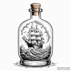 A ship in a bottle (is there, but can be a st... - эскиз тату (№1749801511_0, 13.06.2025 07:58) — Tatufoto.com