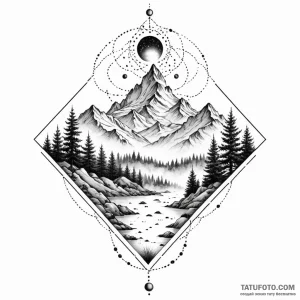 A dotwork landscape - эскиз тату (№1749801897_0, 13.06.2025 08:04) — Tatufoto.com
