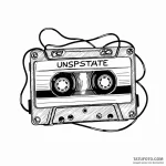 A retro cassette tape unspooling — эскиз тату (№1749802683_0, 13.06.2025 08:18) — Tatufoto.com