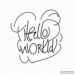 A "hello world" in code font - эскиз тату (№1749803079_0, 13.06.2025 08:24) — Tatufoto.com