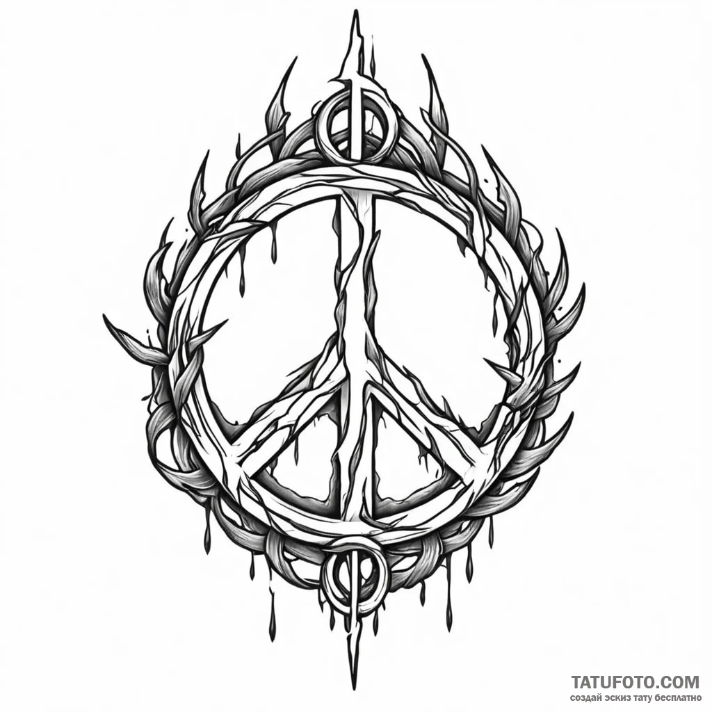 The peace symbol made from broken weapons - эскиз тату (№1749803210_0, 13.06.2025 08:26) — Tatufoto.com