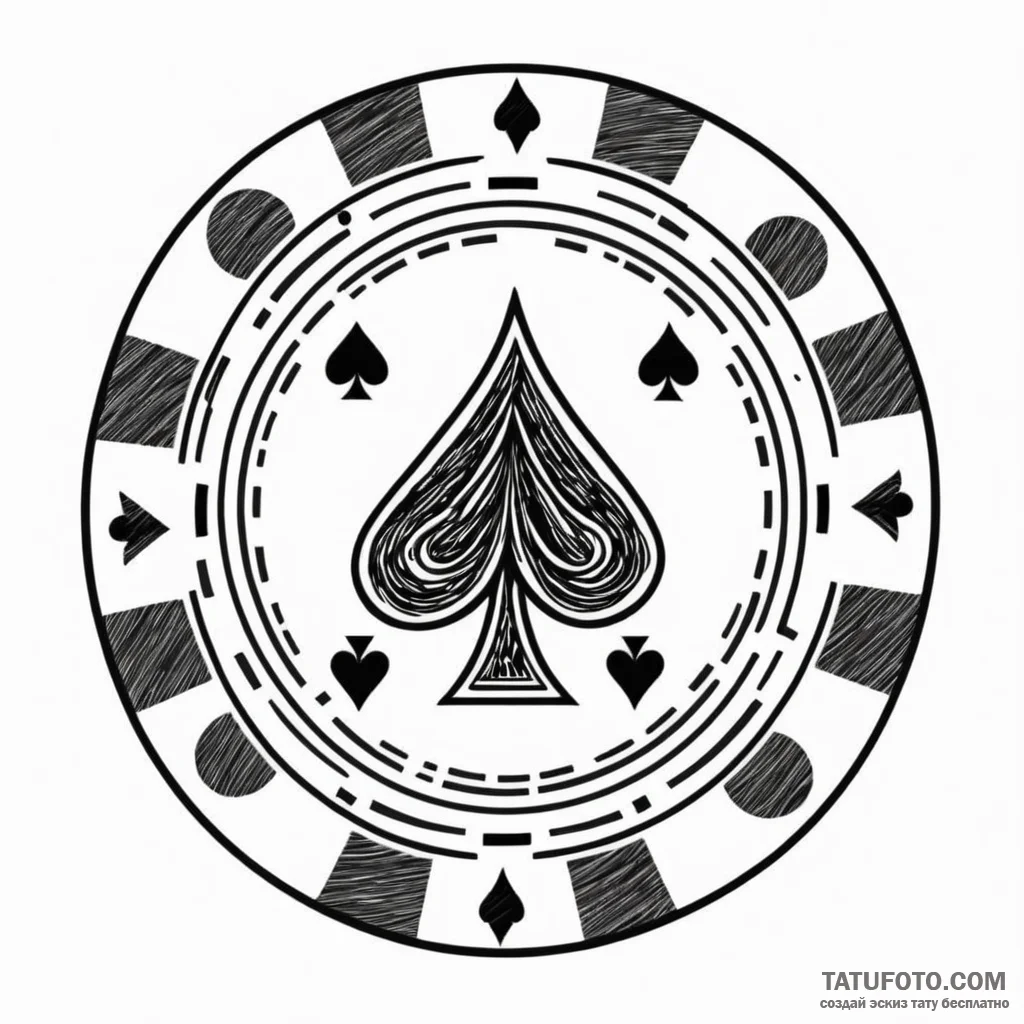 A poker chip - эскиз тату (№1749803409_0, 13.06.2025 08:30) — Tatufoto.com