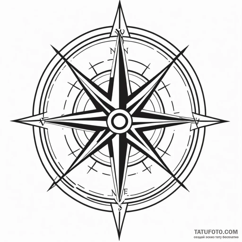 A compass rose (is there as wind rose, but ca... - эскиз тату (№1749803571_0, 13.06.2025 08:32) — Tatufoto.com