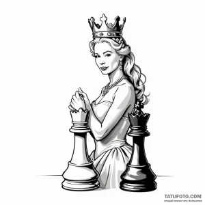 A single chess piece (e.g., the queen) - эскиз тату (№1749803705_0, 13.06.2025 08:35) — Tatufoto.com