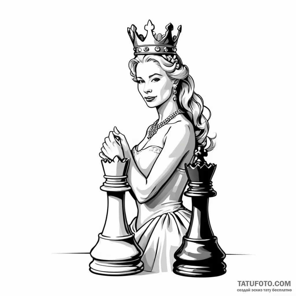 A single chess piece (e.g., the queen) - эскиз тату (№1749803705_0, 13.06.2025 08:35) — Tatufoto.com