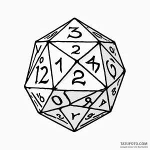 A d20 die from dungeons & dragons - эскиз тату (№1749803770_0, 13.06.2025 08:36) — Tatufoto.com