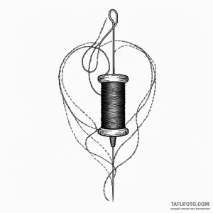 A sewing needle and thread - эскиз тату (№1749804092_0, 13.06.2025 08:41) — Tatufoto.com