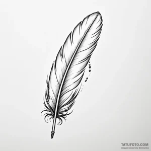 A bird feather turning into an ink quill - эскиз тату (№1749804418_0, 13.06.2025 08:46) — Tatufoto.com