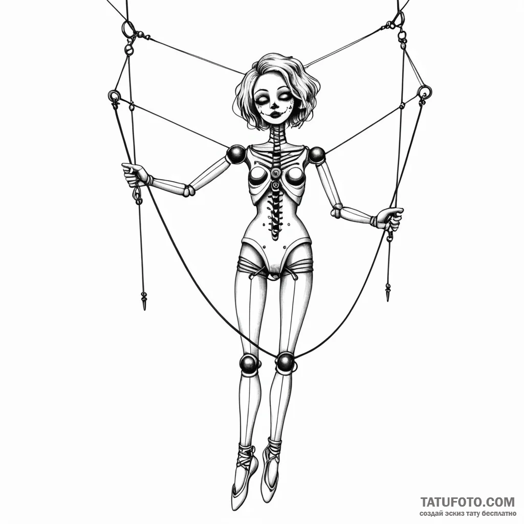 A marionette with cut strings - эскиз тату (№1749804548_0, 13.06.2025 08:49) — Tatufoto.com