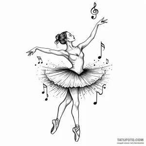 A music box with a dancing ballerina - эскиз тату (№1749804613_0, 13.06.2025 08:50) — Tatufoto.com
