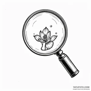 A magnifying glass focusing on a tiny detail - эскиз тату (№1749804743_0, 13.06.2025 08:52) — Tatufoto.com