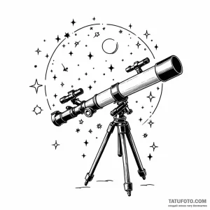 A telescope pointing at the stars - эскиз тату (№1749804810_0, 13.06.2025 08:53) — Tatufoto.com
