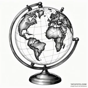 An antique globe - эскиз тату (№1749804874_0, 13.06.2025 08:54) — Tatufoto.com
