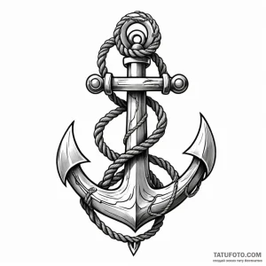A ship's anchor entwined with rope - эскиз тату (№1749804939_0, 13.06.2025 08:55) — Tatufoto.com