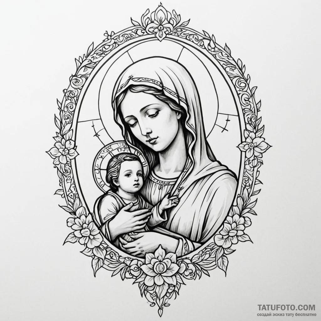 Mother of god - эскиз тату (№1749809009_0, 13.06.2025 10:03) — Tatufoto.com