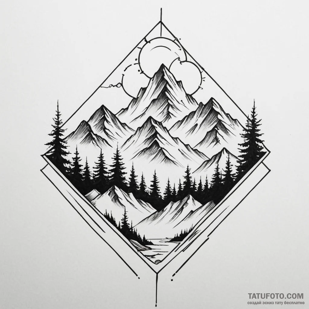 Mountains - эскиз тату (№1749810605_0, 13.06.2025 10:30) — Tatufoto.com