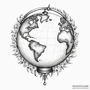Globe - эскиз тату (№1749811260_0, 13.06.2025 10:41) — Tatufoto.com