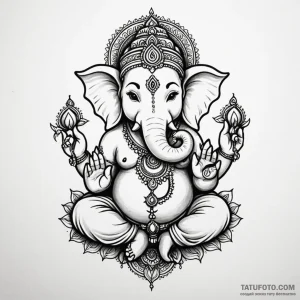 Ganesha - эскиз тату (№1749811391_0, 13.06.2025 10:43) — Tatufoto.com