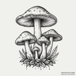 Mushrooms - эскиз тату (№1749811743_0, 13.06.2025 10:49) — Tatufoto.com