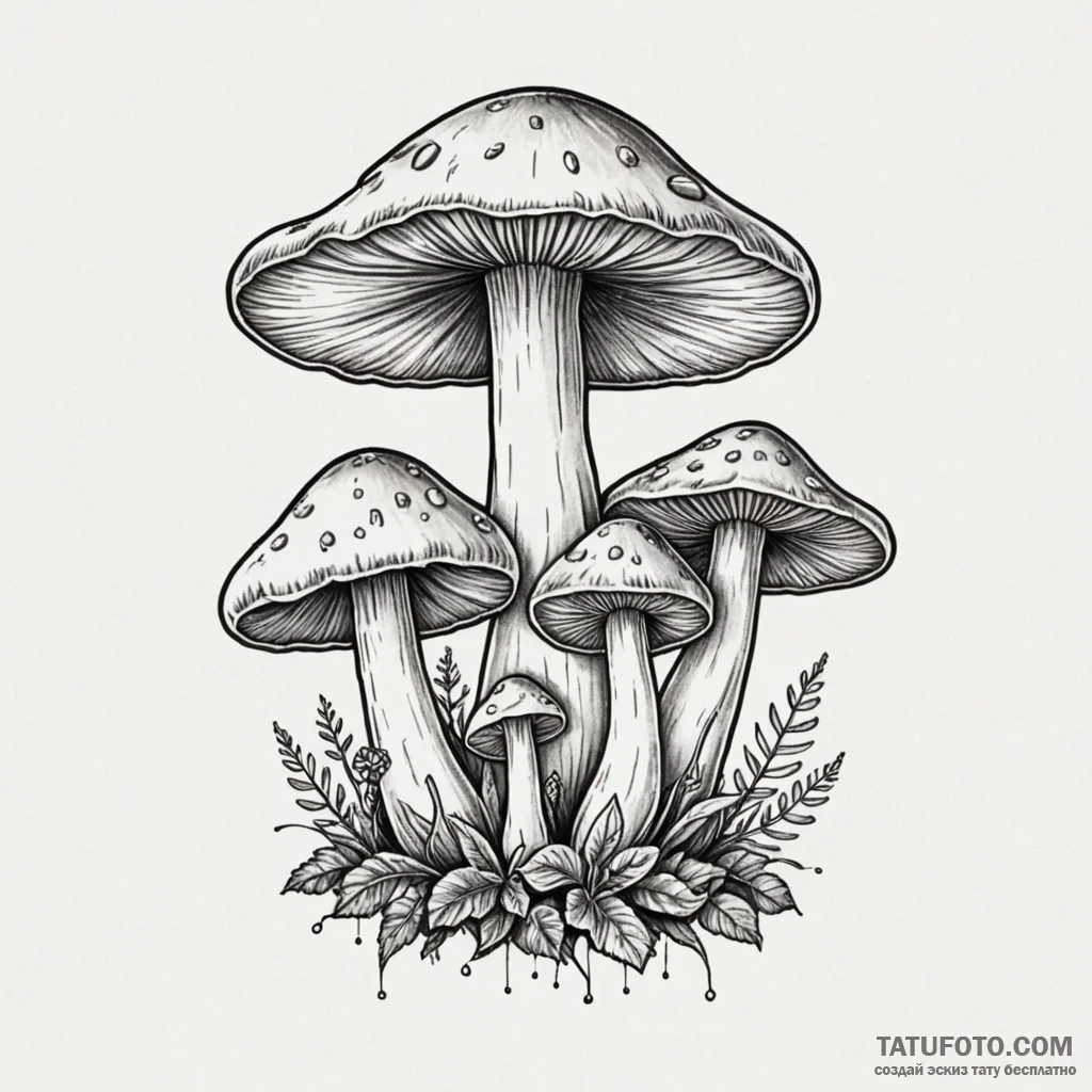 Mushrooms - эскиз тату (№1749811743_0, 13.06.2025 10:49) — Tatufoto.com