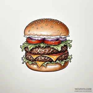 Hamburger - эскиз тату (№1749811871_0, 13.06.2025 10:51) — Tatufoto.com