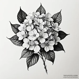 Hydrangea - эскиз тату (№1749811936_0, 13.06.2025 10:52) — Tatufoto.com