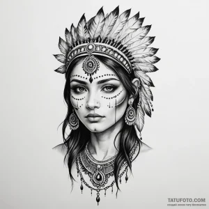 Indian - эскиз тату (№1749812871_0, 13.06.2025 11:07) — Tatufoto.com