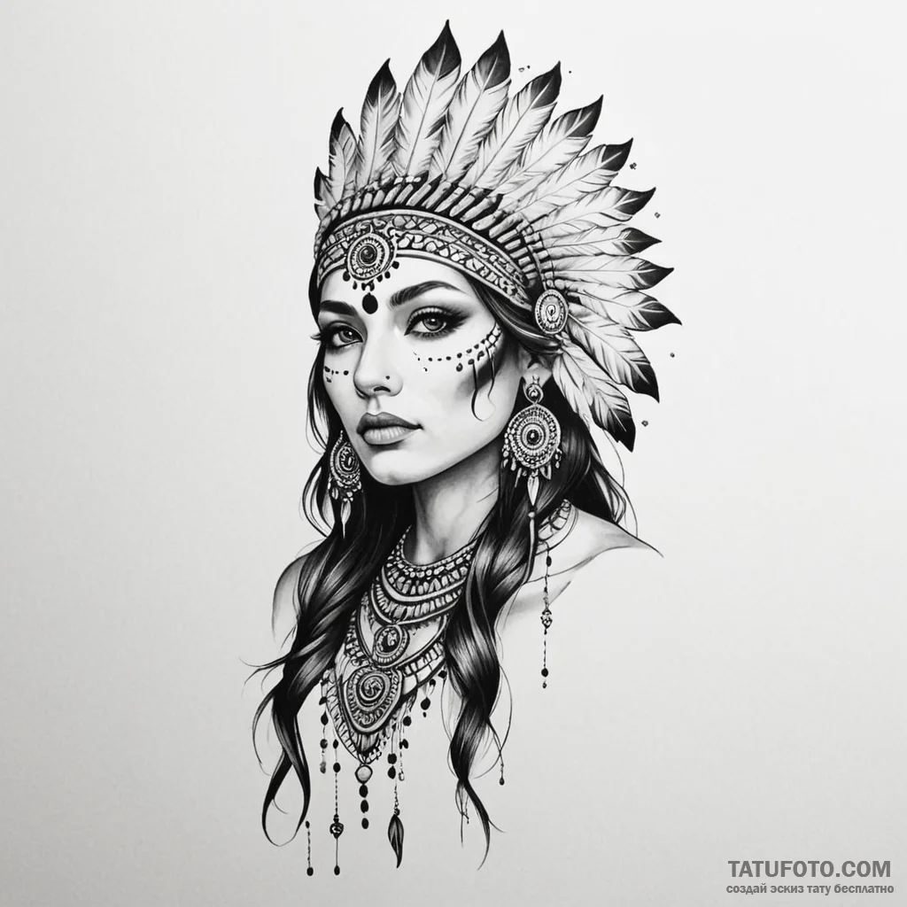 Indian - эскиз тату (№1749813609_0, 13.06.2025 11:20) — Tatufoto.com