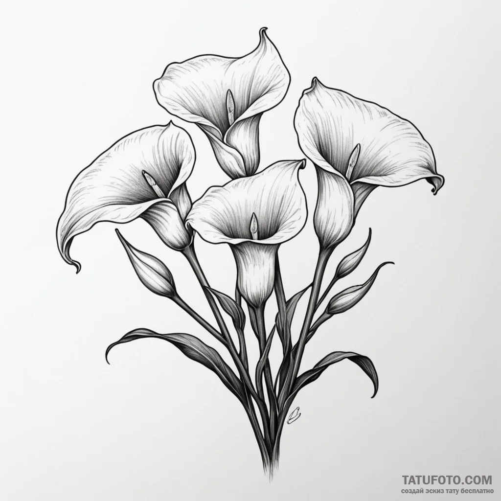 Calla lilies — эскиз тату (№1749816661_0, 13.06.2025 12:11) — Tatufoto.com