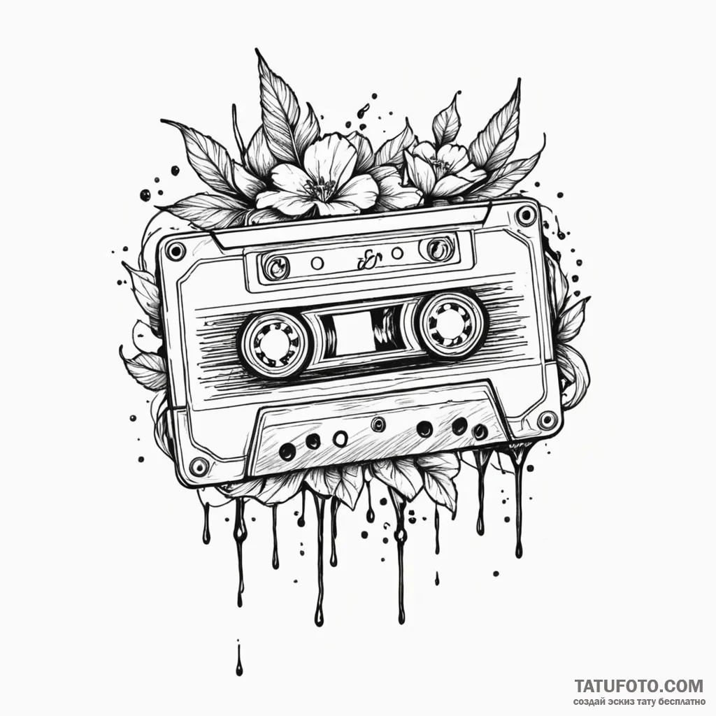 Cassette — эскиз тату (№1749817435_0, 13.06.2025 12:23) — Tatufoto.com