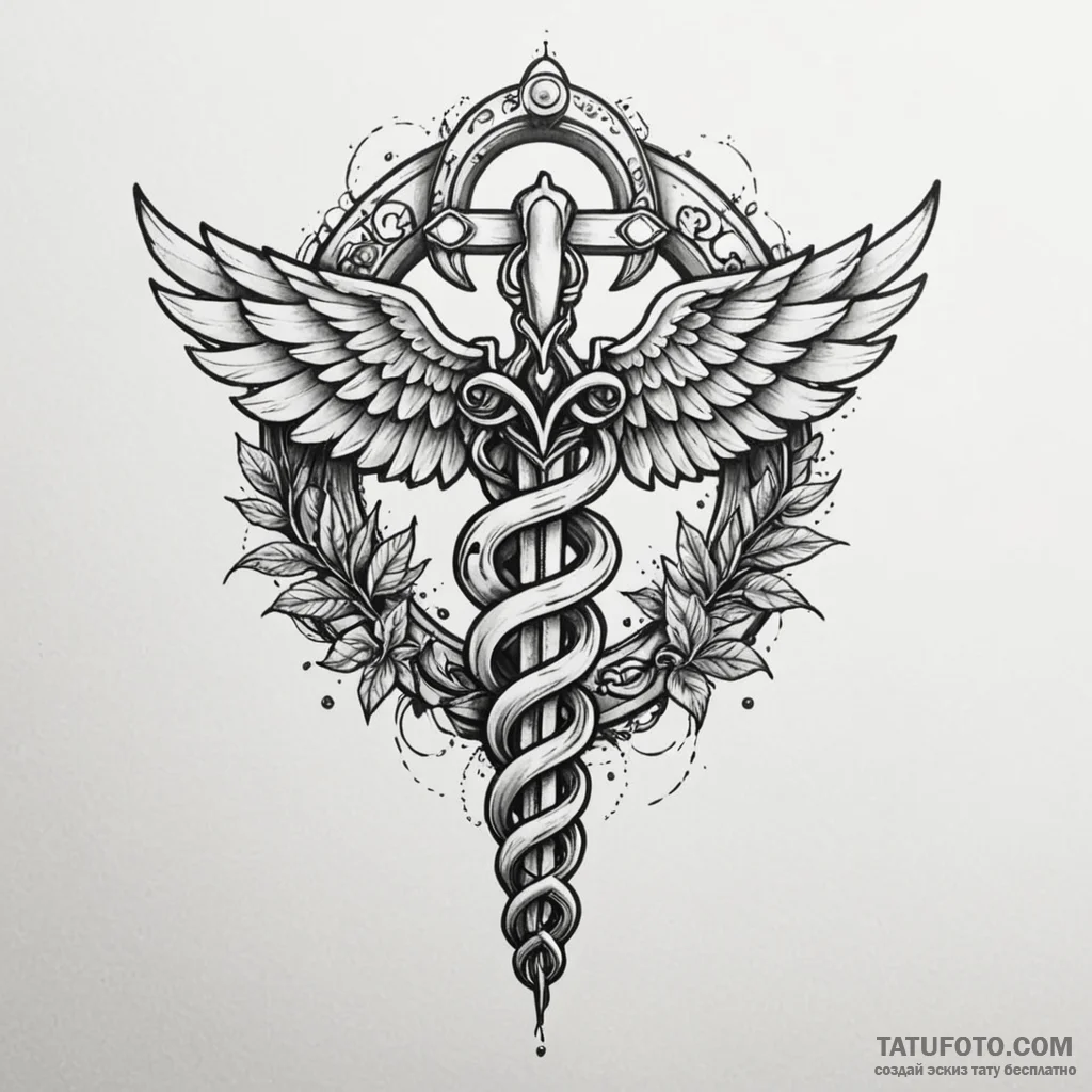 Caduceus - эскиз тату (№1749817697_0, 13.06.2025 12:28) — Tatufoto.com