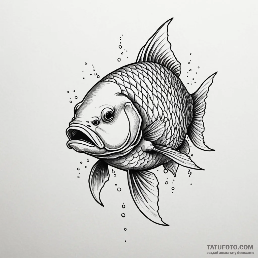 Crucian carp — эскиз тату (№1749817825_0, 13.06.2025 12:30) — Tatufoto.com