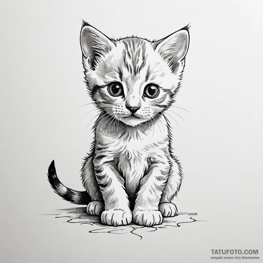 Kitten — эскиз тату (№1749818085_0, 13.06.2025 12:34) — Tatufoto.com