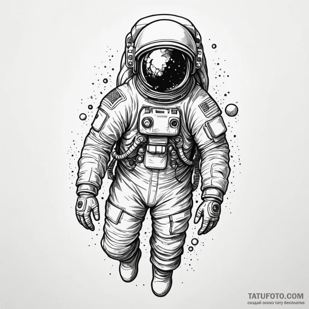 Astronaut — эскиз тату (№1749818150_0, 13.06.2025 12:35) — Tatufoto.com