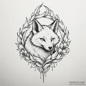 Kitsune - эскиз тату (№1749818483_0, 13.06.2025 12:41) — Tatufoto.com
