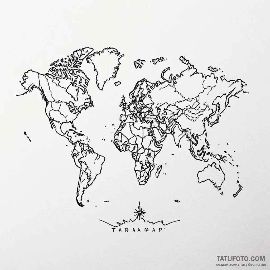 World map — эскиз тату (№1749818875_0, 13.06.2025 12:47) — Tatufoto.com