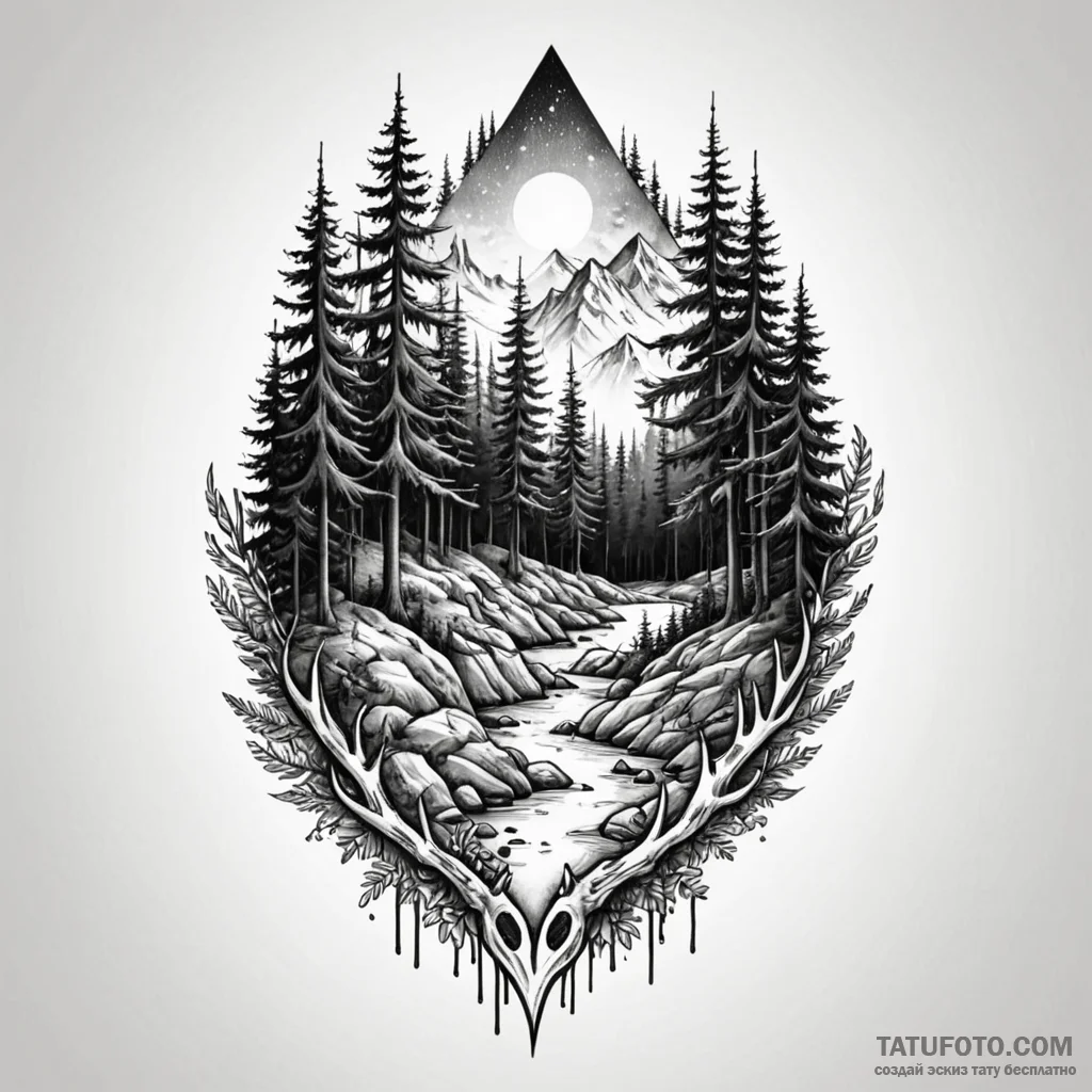 Forest — эскиз тату (№1749819929_0, 13.06.2025 13:05) — Tatufoto.com