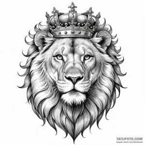Lion with crown - эскиз тату (№1749820266_0, 13.06.2025 13:11) — Tatufoto.com
