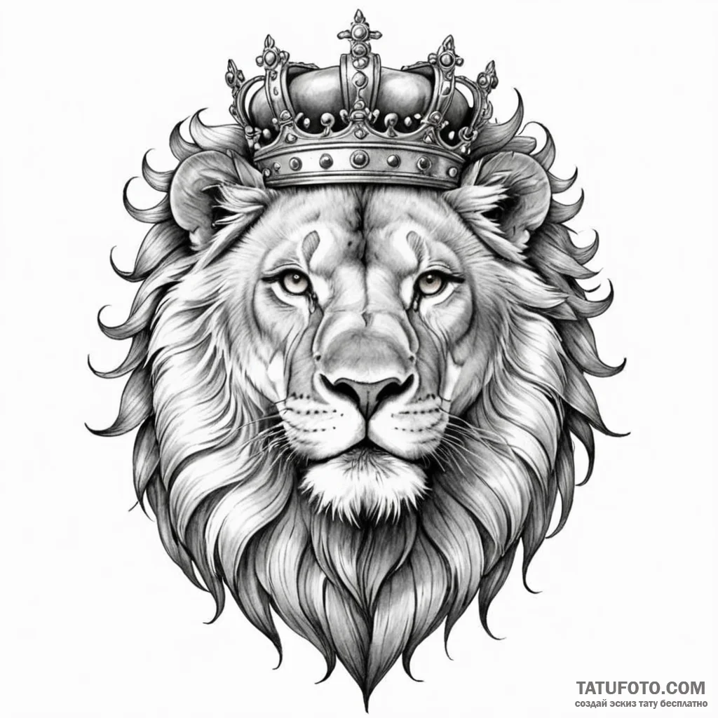 Lion with crown — эскиз тату (№1749820266_0, 13.06.2025 13:11) — Tatufoto.com