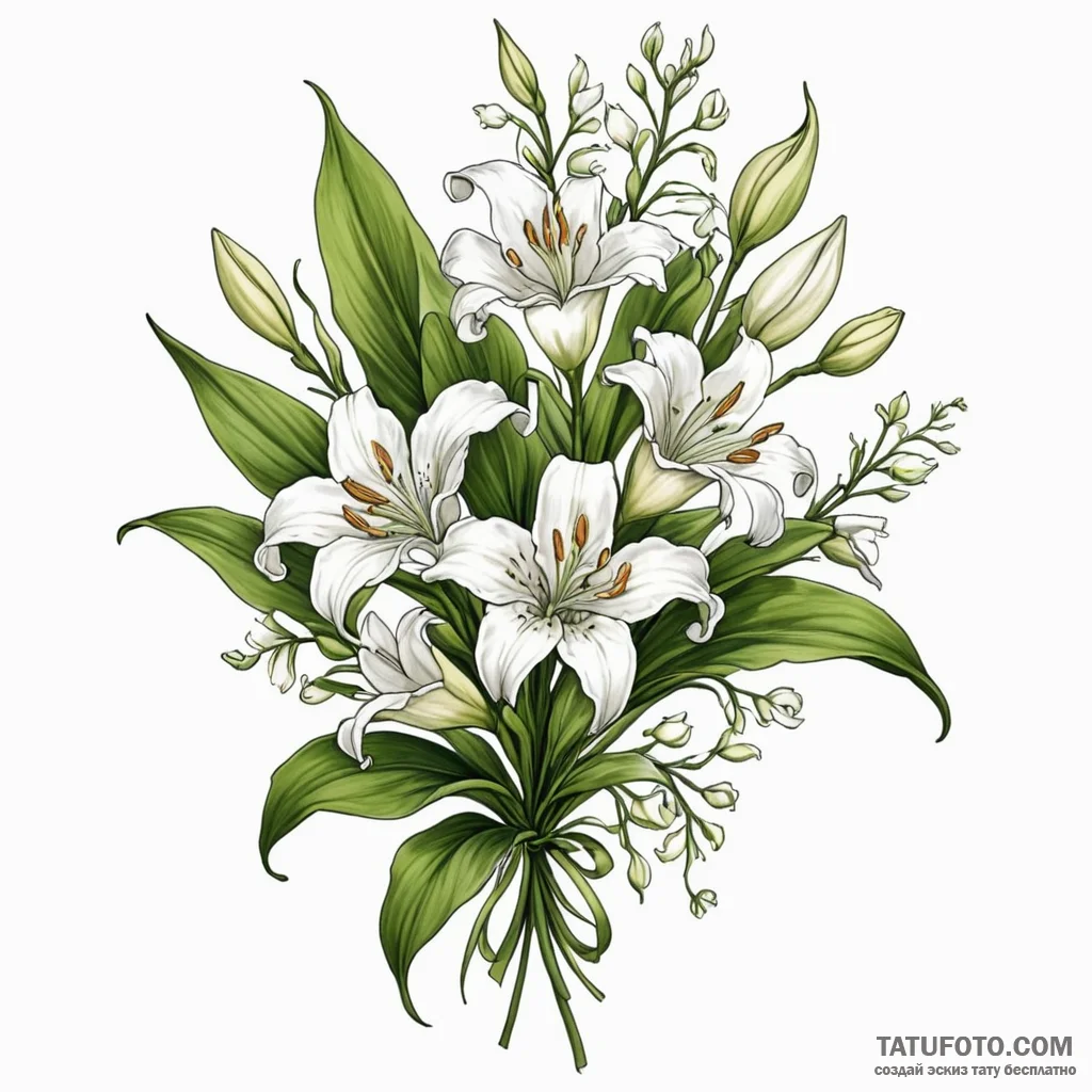 Lilies of the valley — эскиз тату (№1749820664_0, 13.06.2025 13:17) — Tatufoto.com