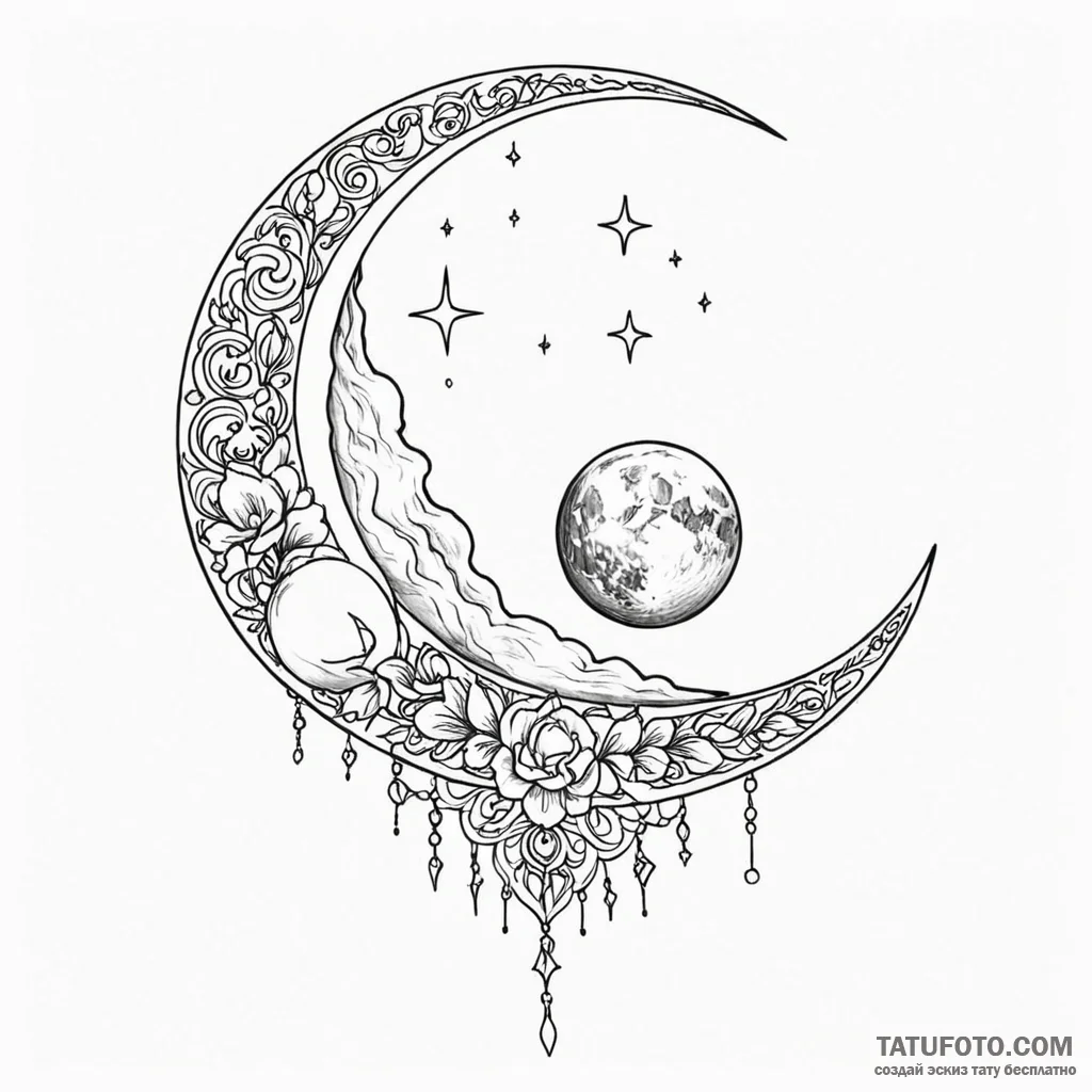 Moon — эскиз тату (№1749821887_0, 13.06.2025 13:38) — Tatufoto.com