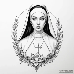 Nun - эскиз тату (№1749822780_0, 13.06.2025 13:53) — Tatufoto.com
